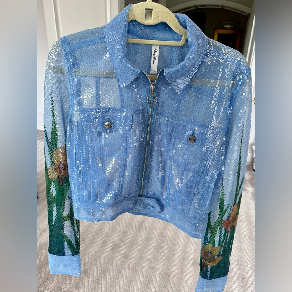 Blue Sequin Jacket by Adam Selman New York. Limited edition. Size S